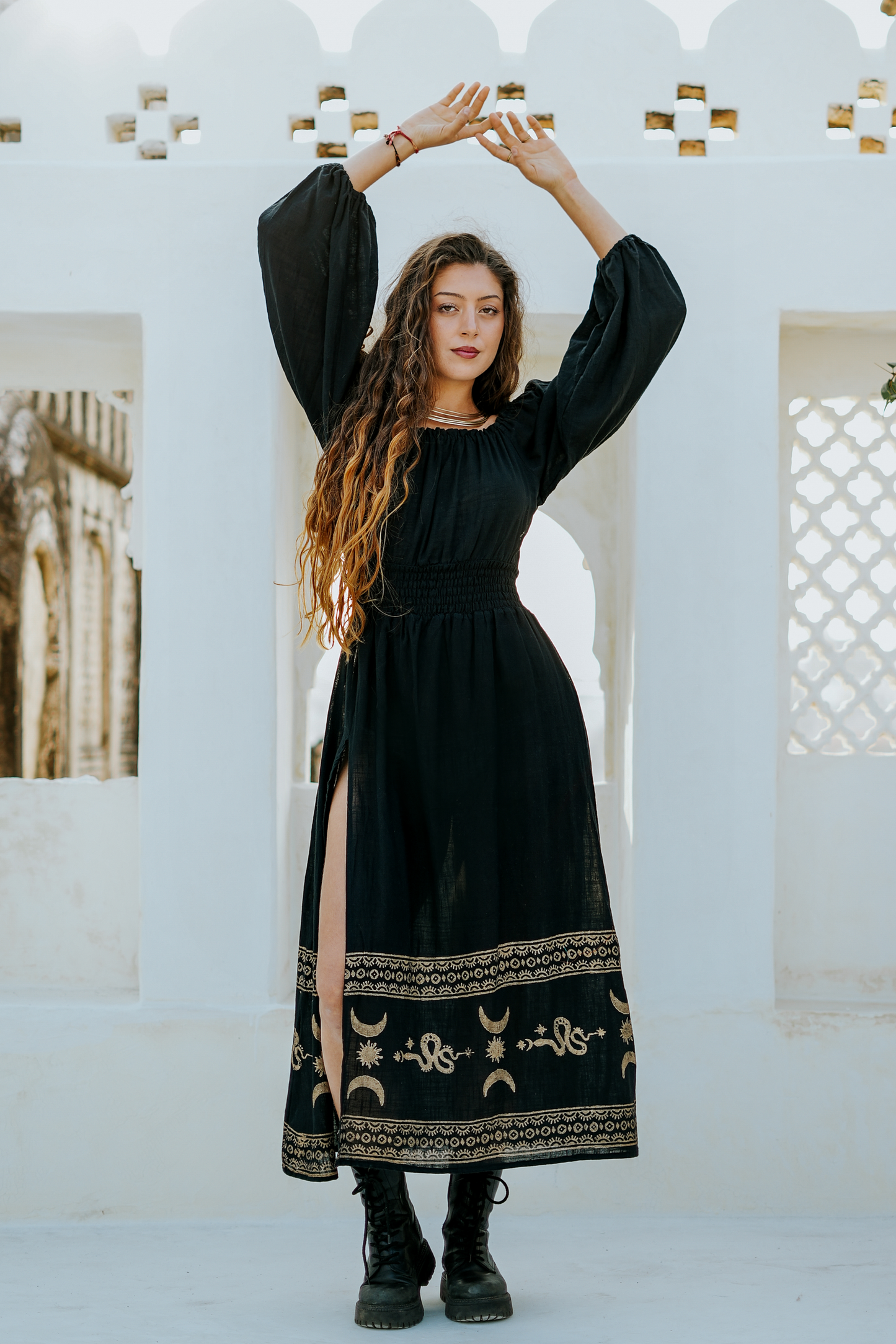 Serpentina dress| festival jurk | Zwart |