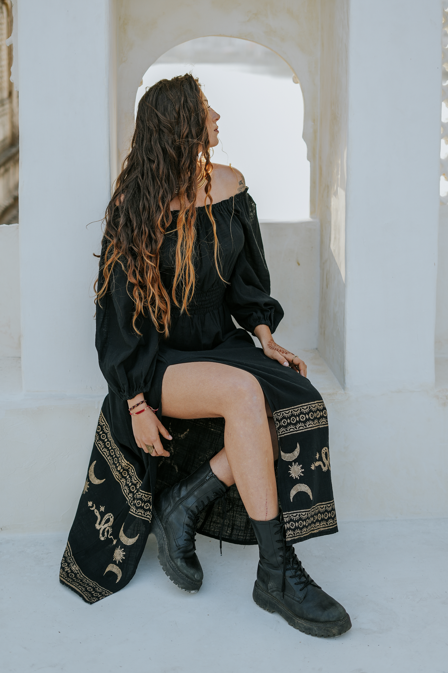 Serpentina dress| festival jurk | Zwart |