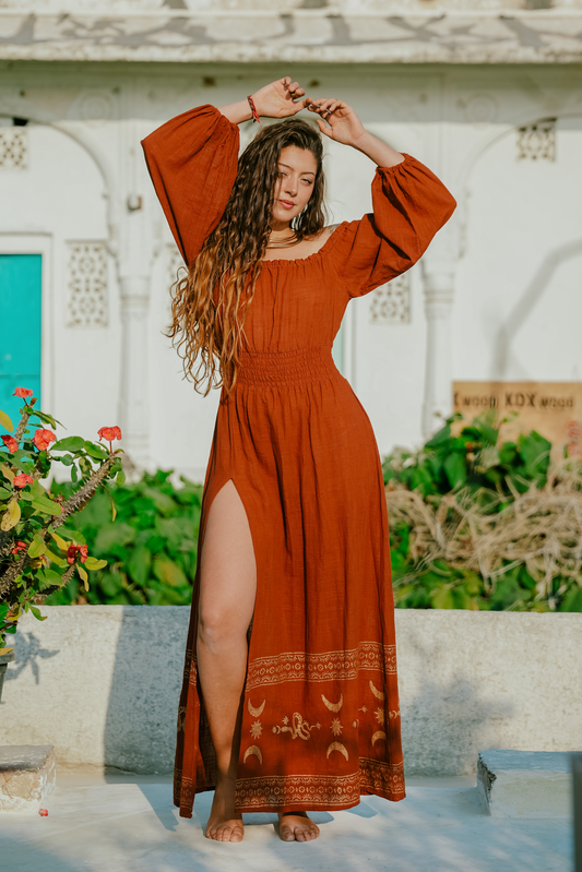 Serpentina dress| festival jurk | Terracotta |