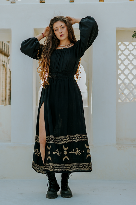 Serpentina dress| festival jurk | Zwart |