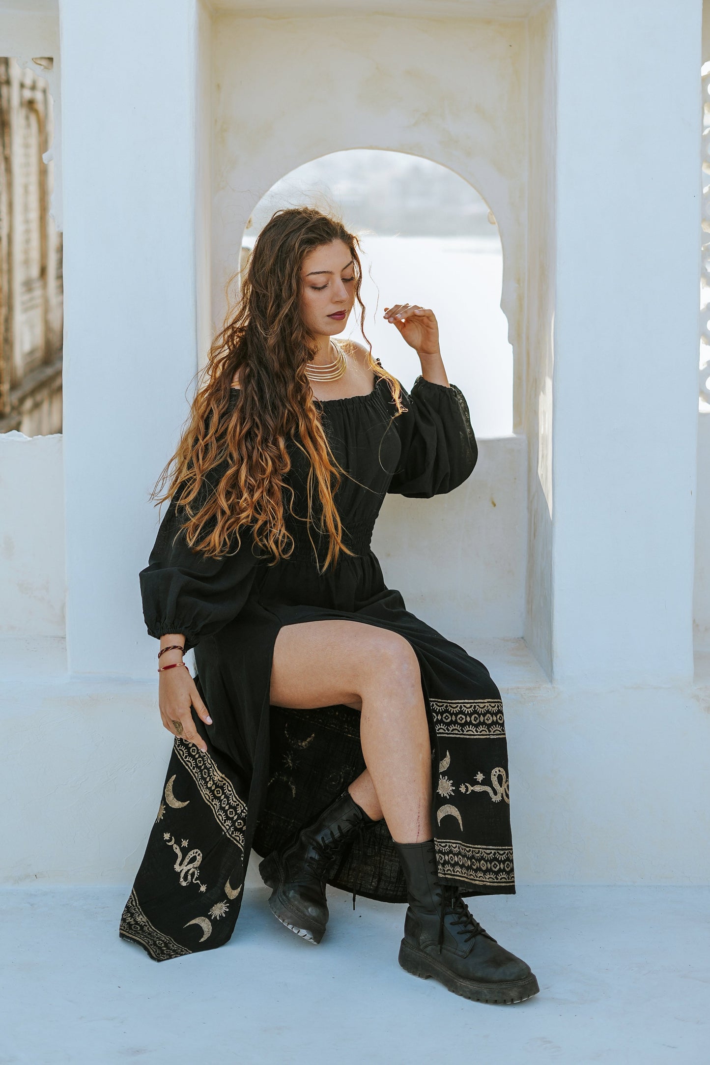 Serpentina dress| festival jurk | Zwart |