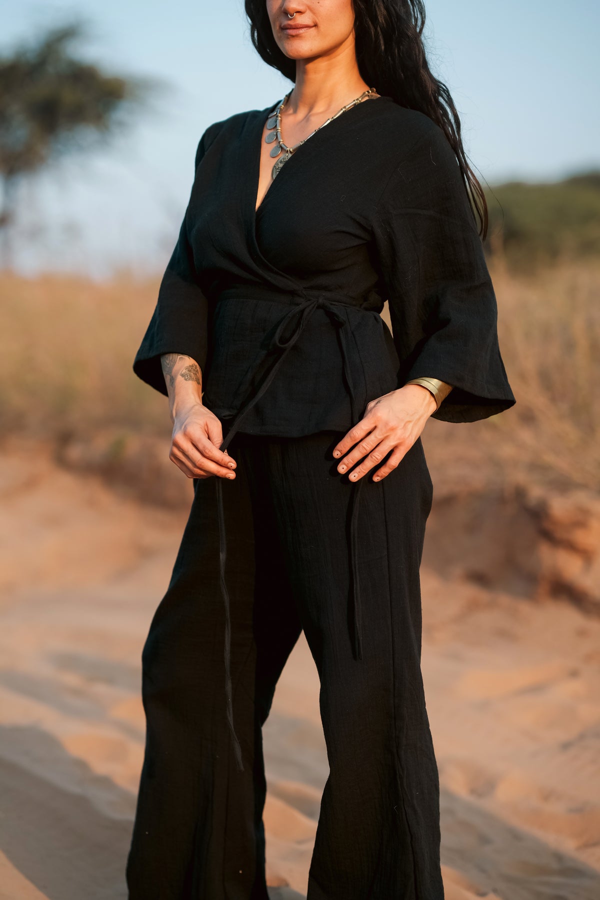 Desert Flow Set | Double Gauze Cotton Kimono & Pants