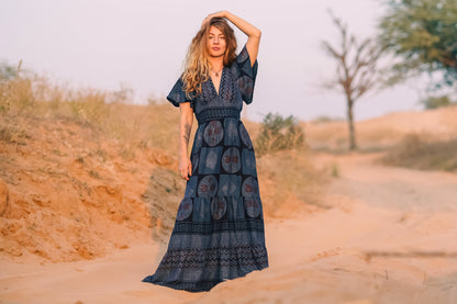 Indigo Moon Dress – Hand dyed indigo maxi dress