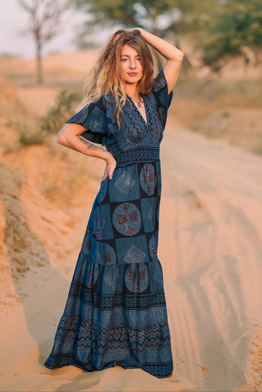 Indigo Moon Dress – Hand dyed indigo maxi dress