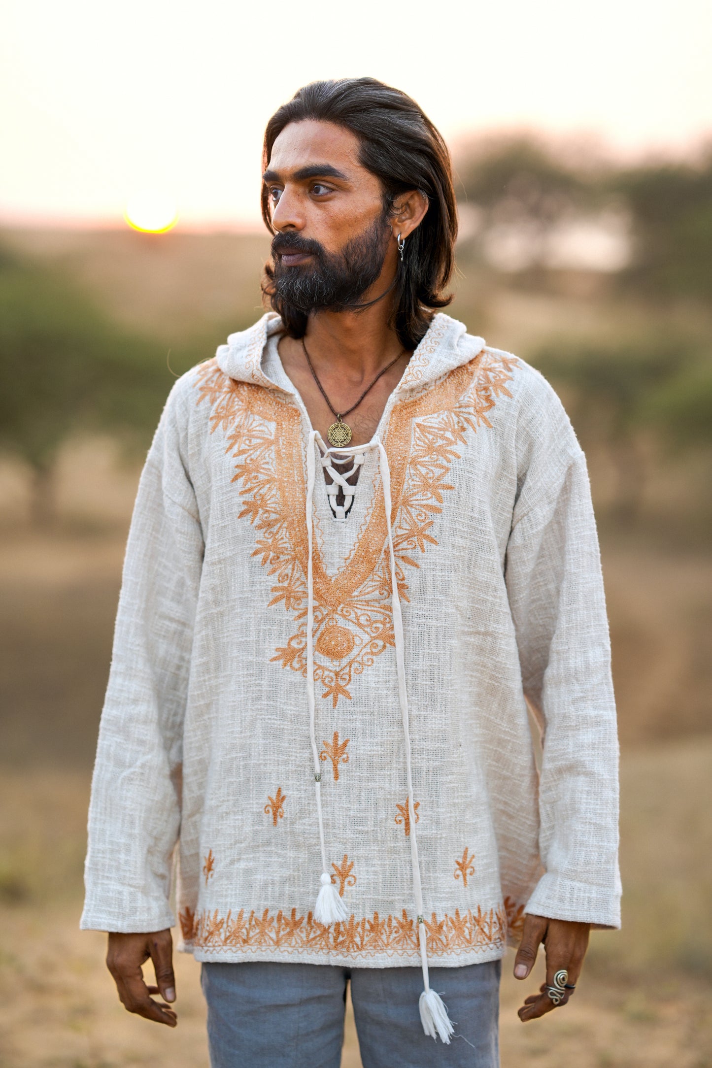 Ravi Hoodie | Bohemian Festival Hoodie met Borduursels