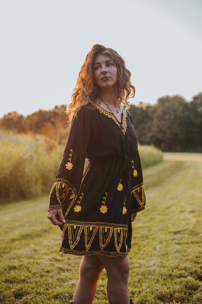 Sunflower dress | festival dress | embroidered |