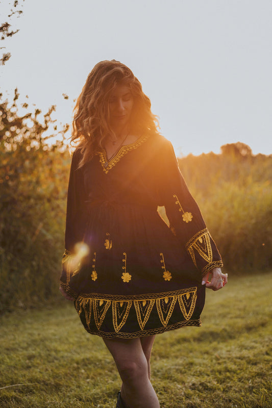 Sunflower dress | festival dress | embroidered |